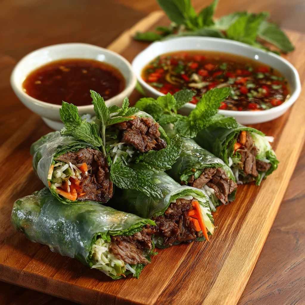 Thai Basil Beef Rolls : Perfect as an appetizer or light meal