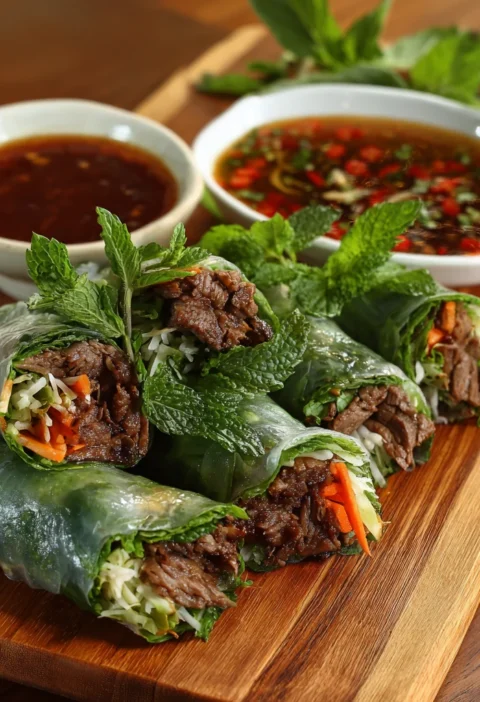 Thai Basil Beef Rolls Perfect Appetizer Light Meal