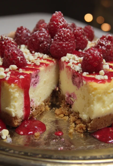 Valentines Special Raspberry White Chocolate Cheesecake