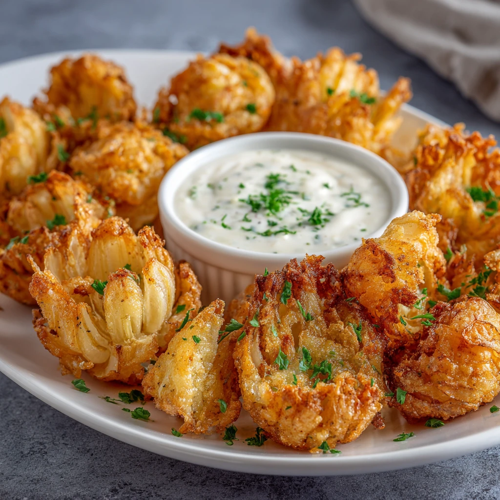 Bite-Sized Blooming Onions : Classic Restaurant Appetizer
