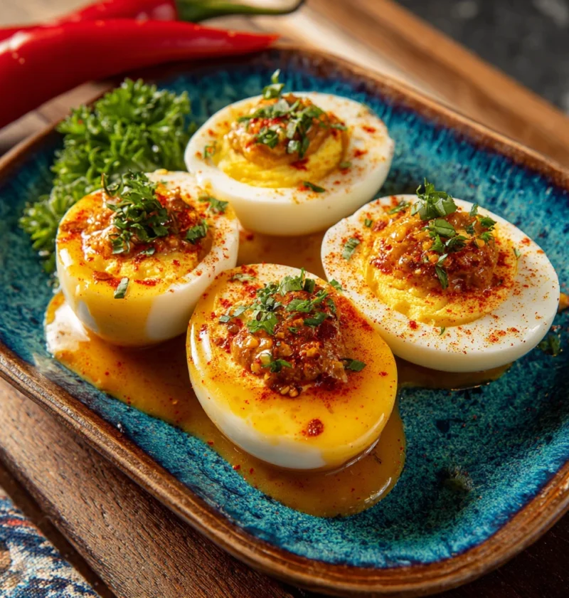 Cajun Boiled Eggs Spicy Garlic Butter Sauce