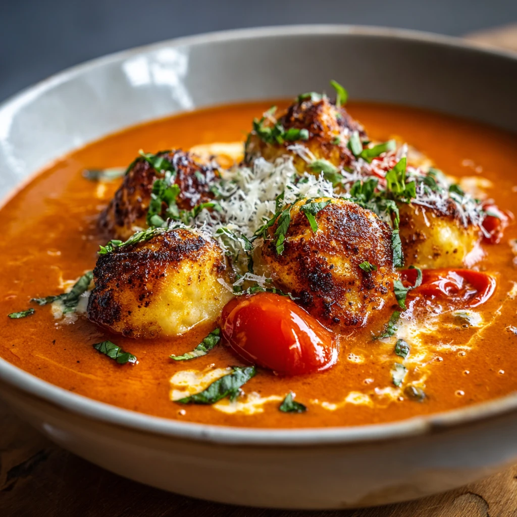 Cheese Dumpling Tomato Soup