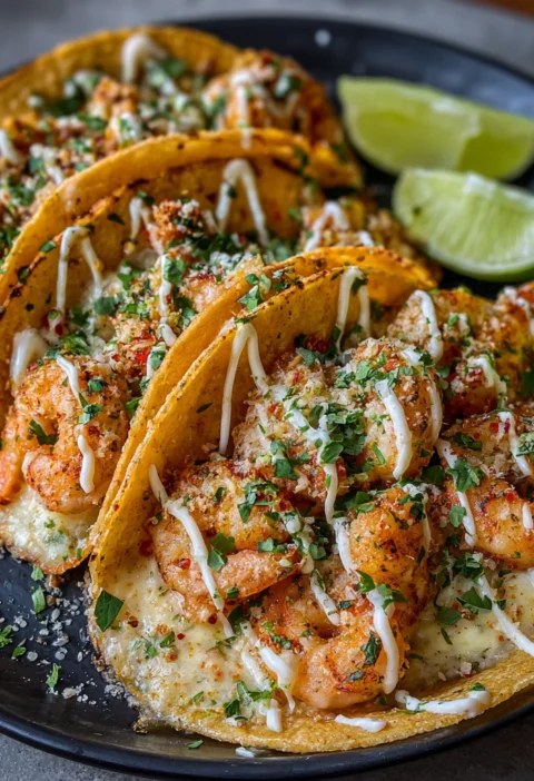 Cheesy Garlic Shrimp Tacos Creamy Juicy Irresistible