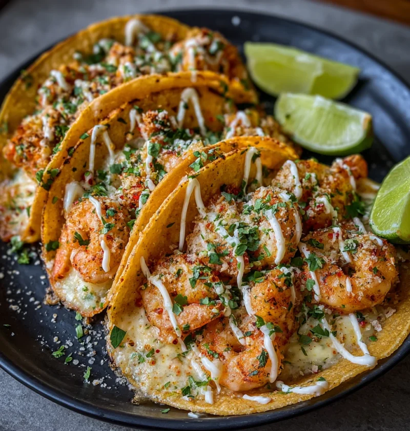Cheesy Garlic Shrimp Tacos Creamy Juicy Irresistible