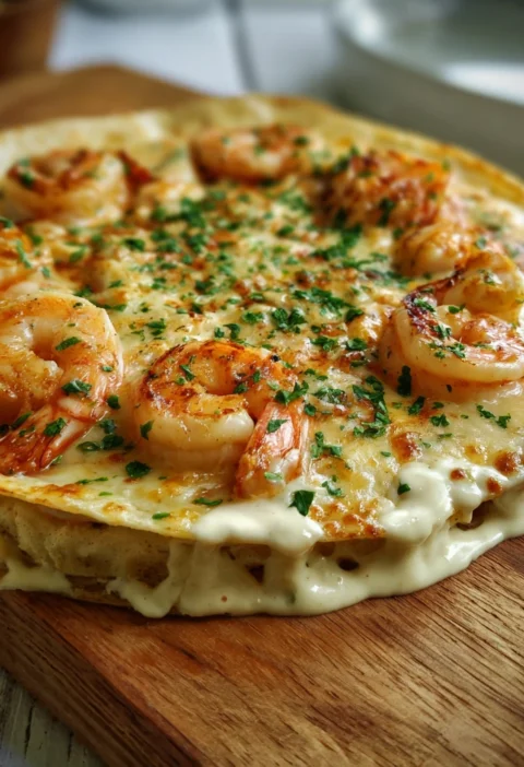 Cheesy Seafood Tortilla Garlic Cream Sauce