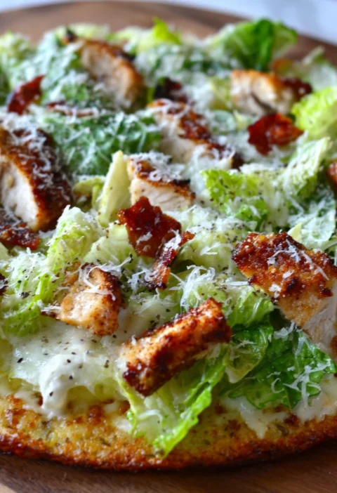 Chicken Crust Caesar Salad Pizza
