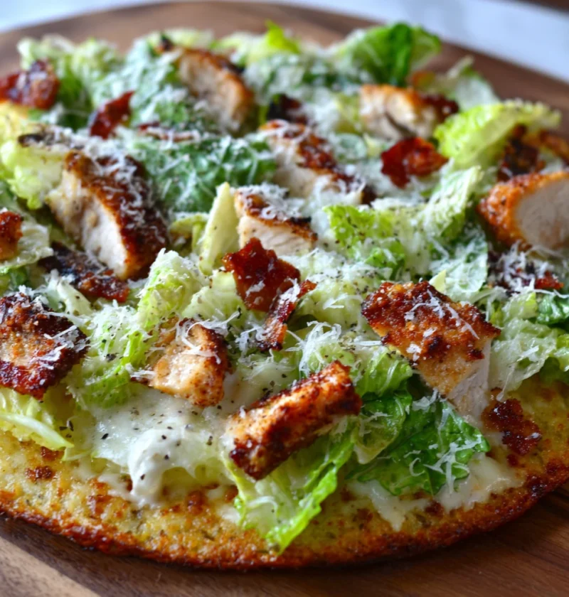 Chicken Crust Caesar Salad Pizza