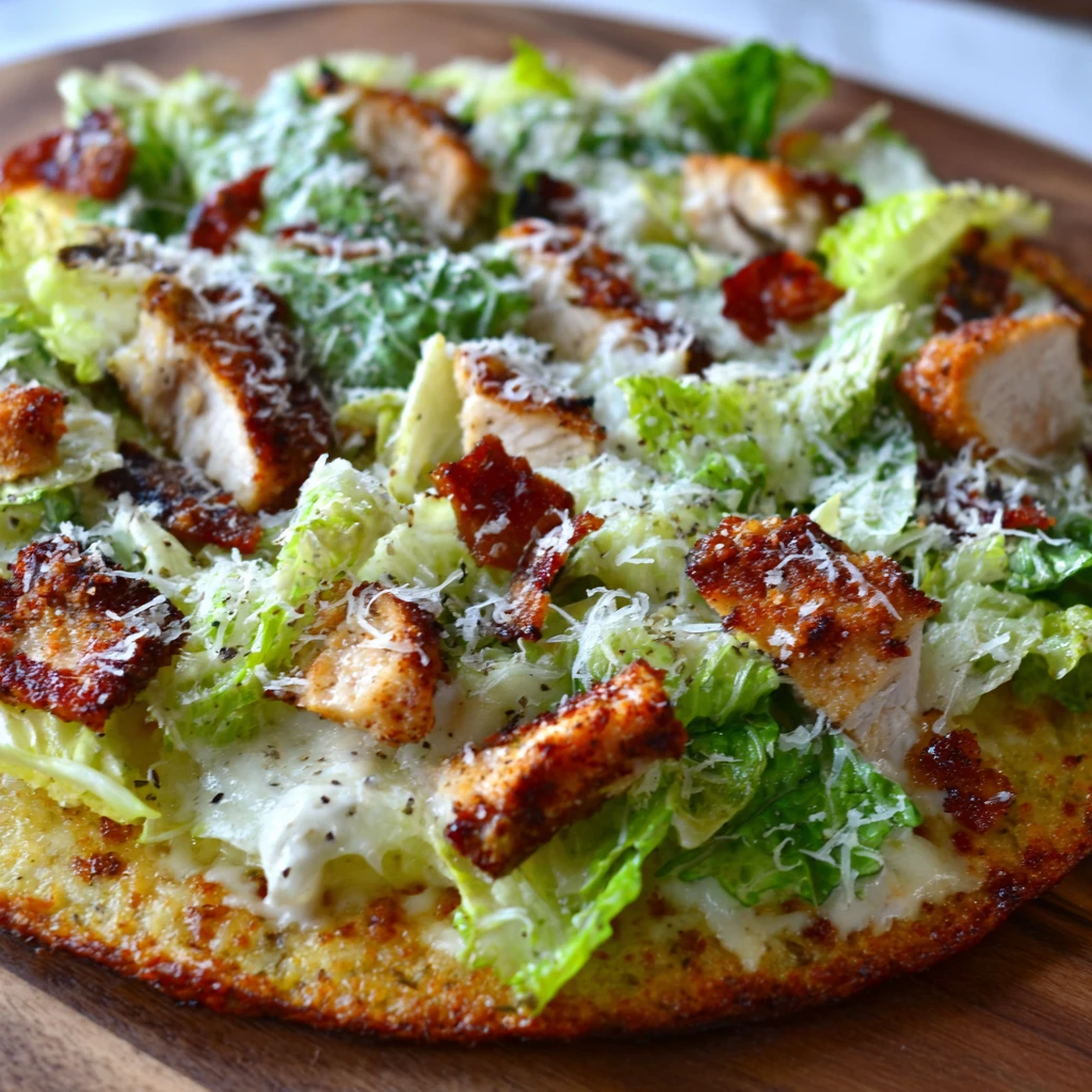 Chicken Crust Caesar Salad Pizza