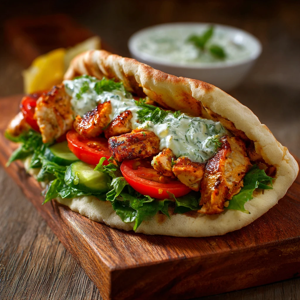 Chicken Pita Sandwich With Herb Yogurt Sauce