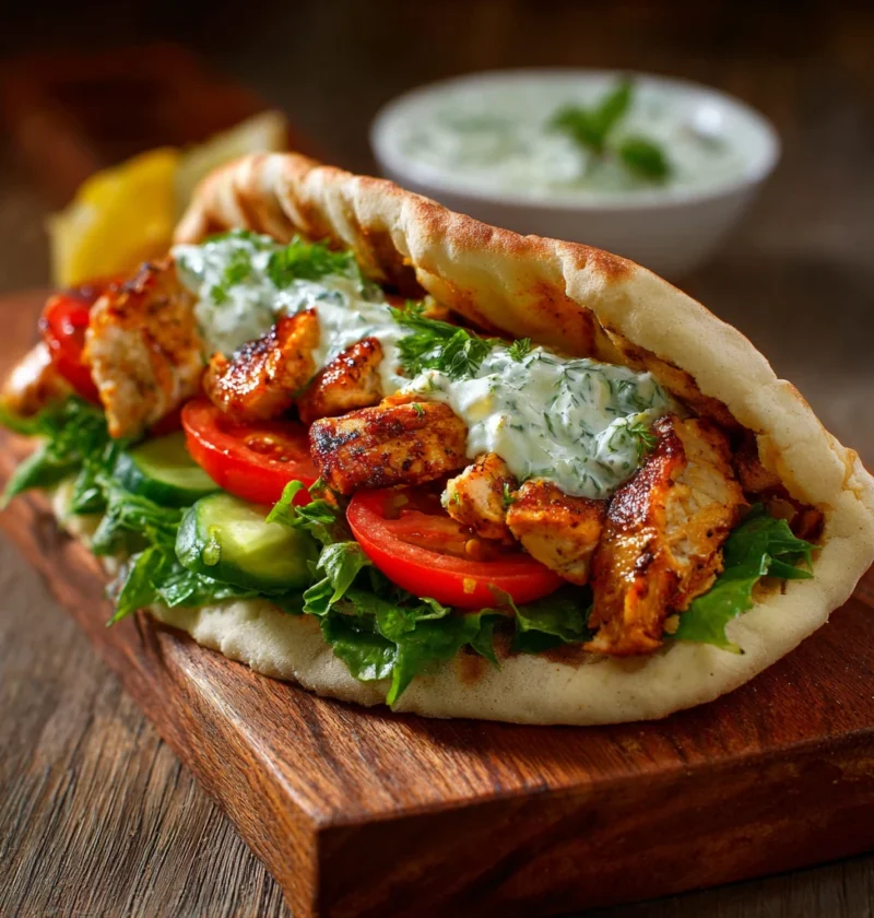 Chicken Pita Sandwich Herb Yogurt Sauce