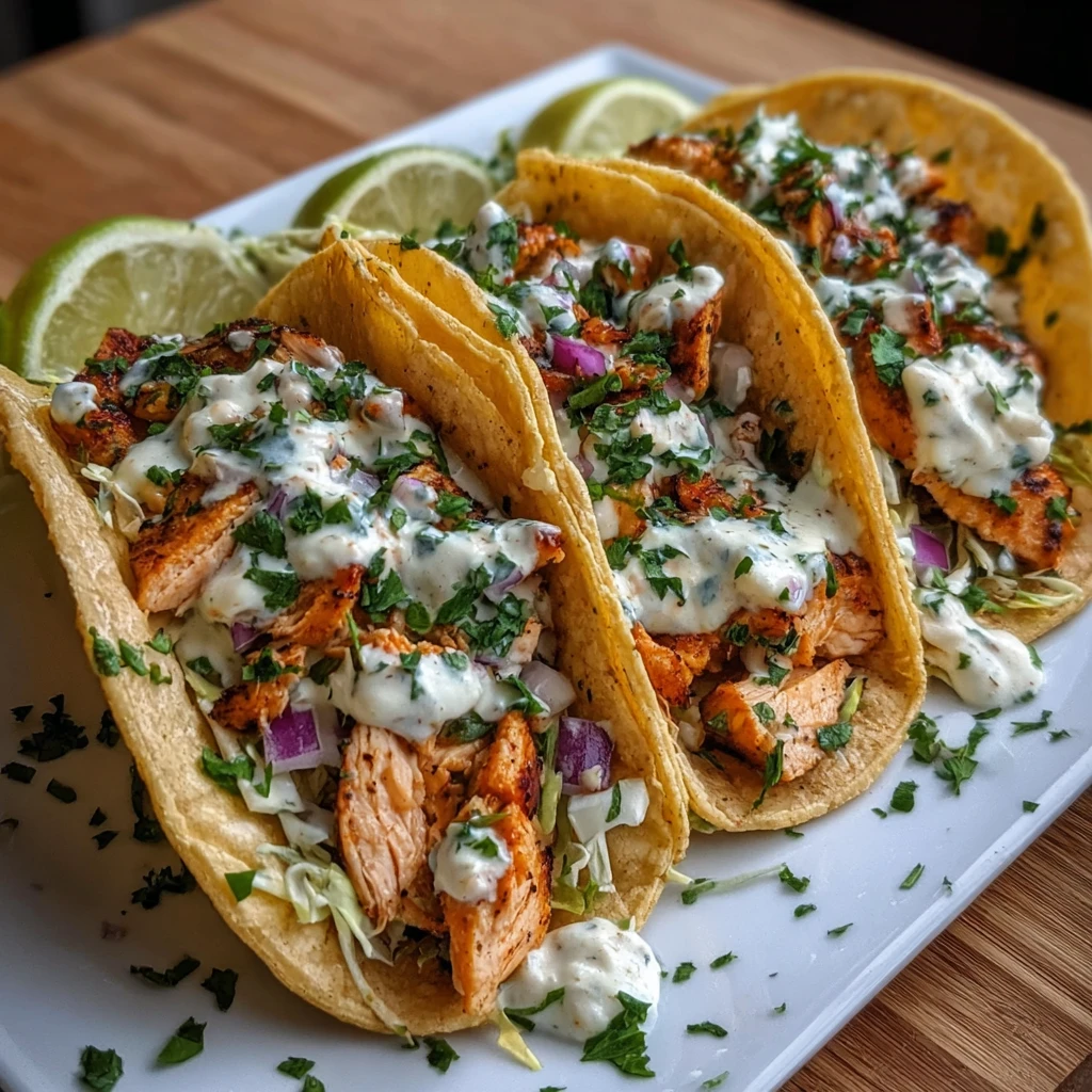 Chicken Tacos with Creamy Garlic Sauce