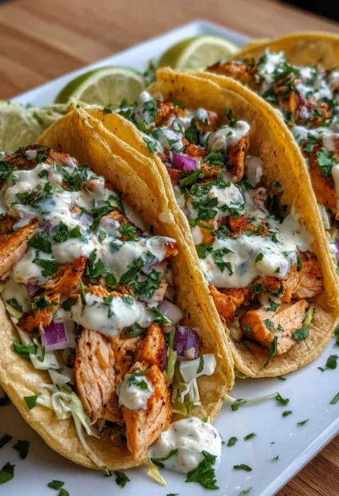Chicken Tacos Creamy Garlic Sauce