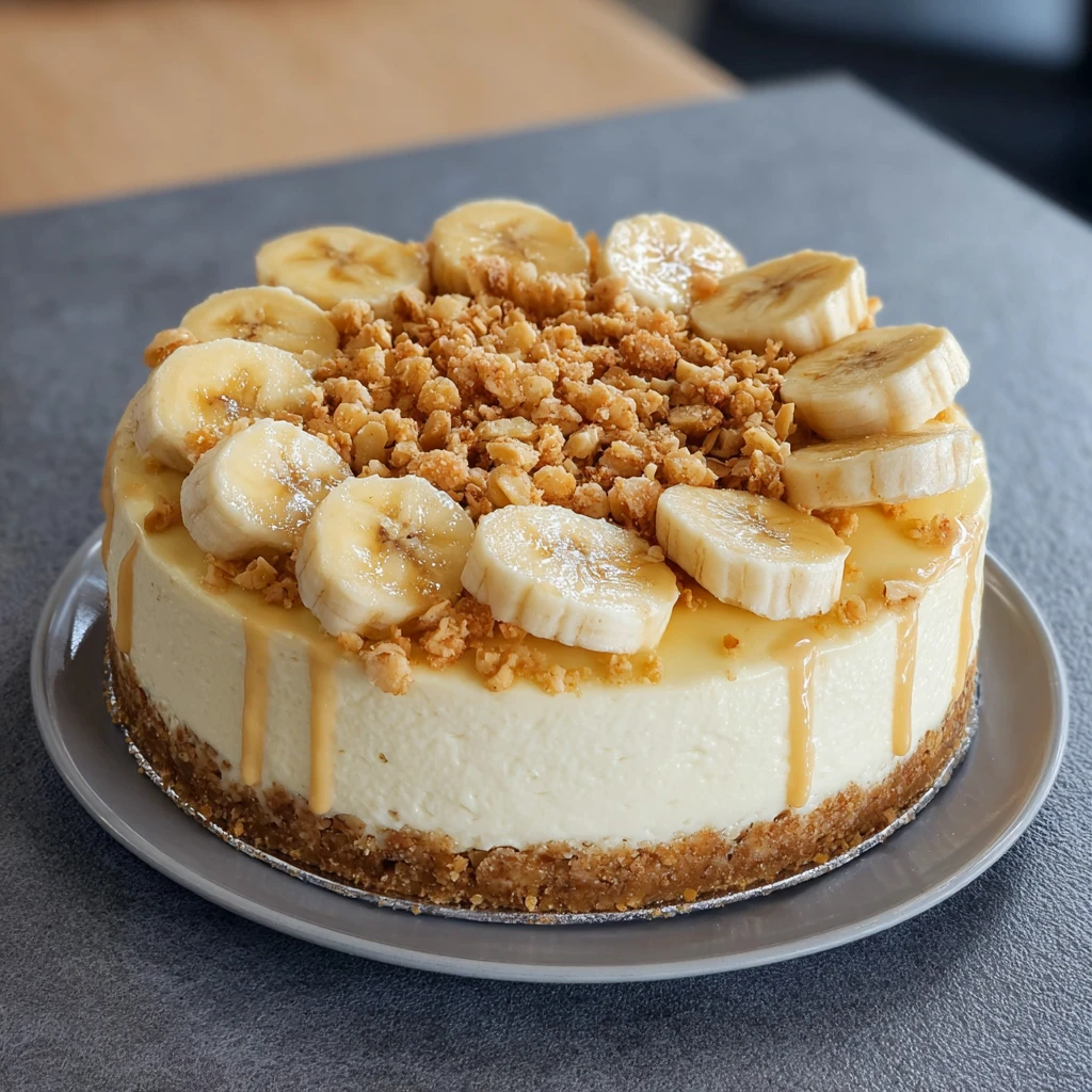 Creamy Banana Cheesecake with Crunchy Topping