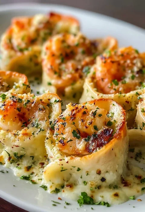 Creamy Garlic Parmesan Shrimp Rollups