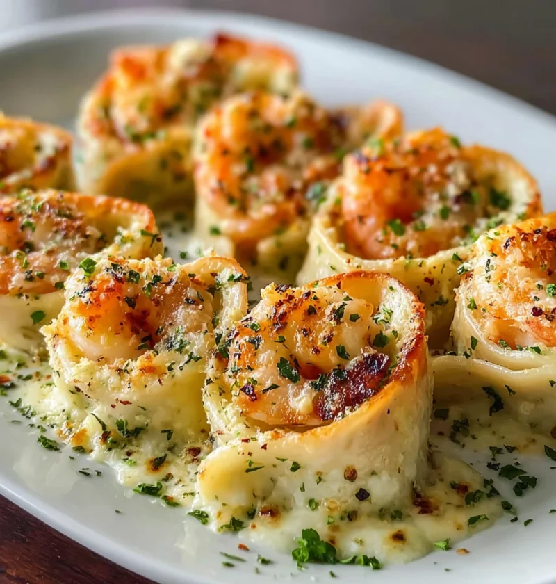 Creamy Garlic Parmesan Shrimp Rollups