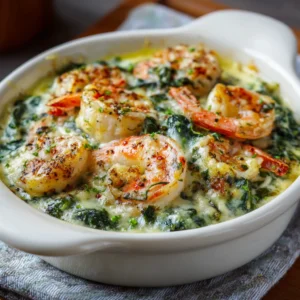 Creamy Oven-Baked Shrimp and Spinach Gratin