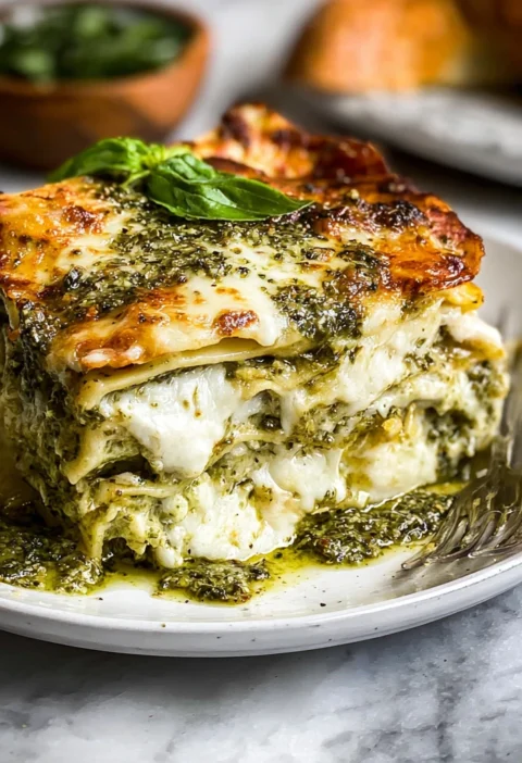 Creamy Pesto Lasagna Made Three Cheeses