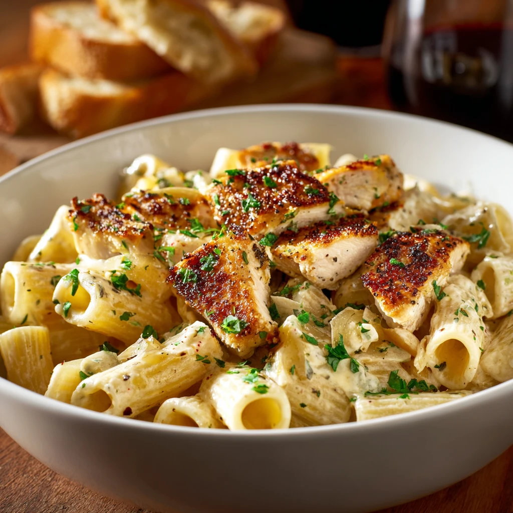 Creamy Rigatoni With Tender Garlic-Seared Chicken