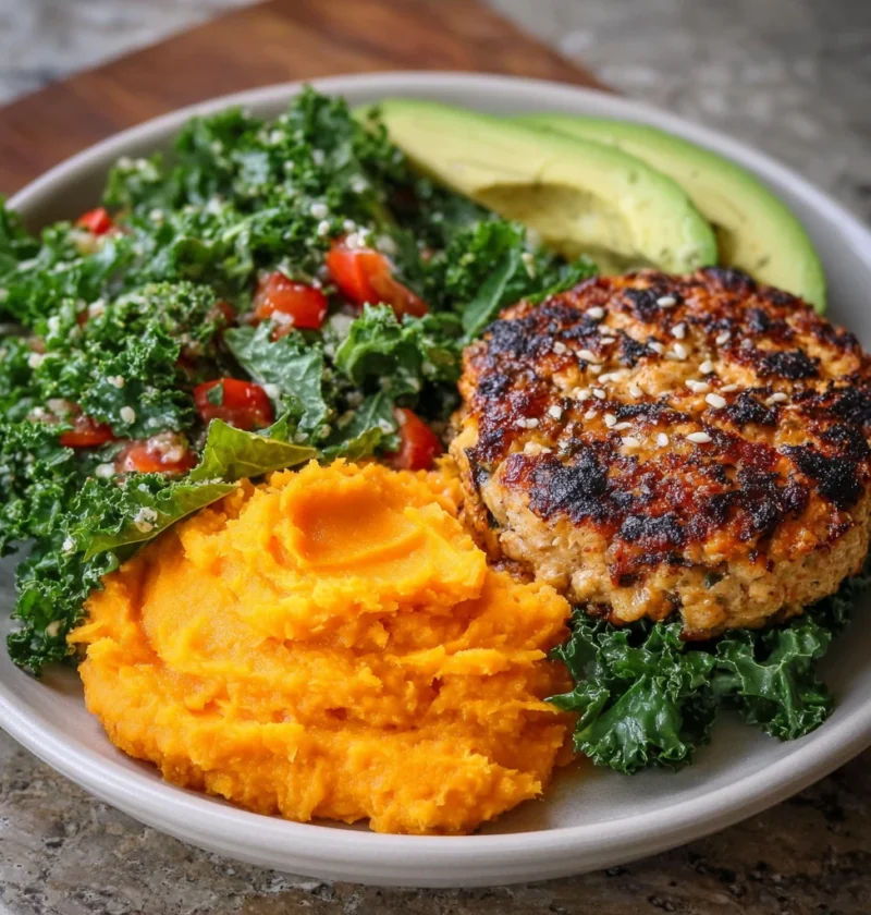 Creamy Sweet Potato Mash Kale Salad Avocado Juicy