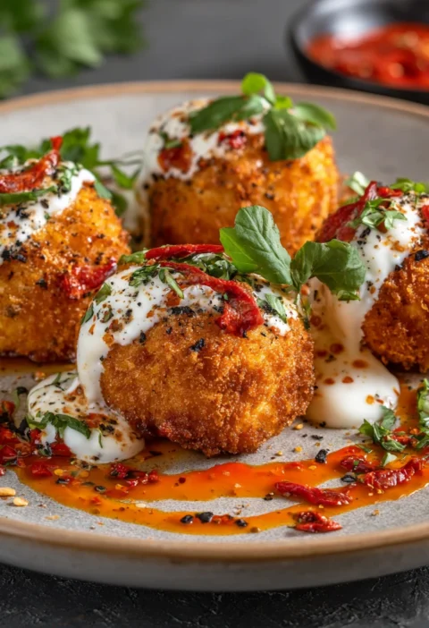 Crispy Delight Fried Burrata Spicy Sauce