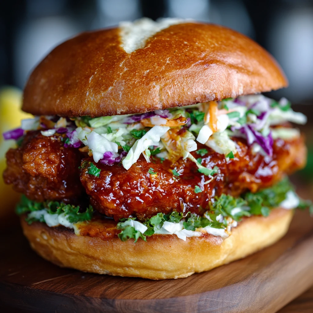 Crispy Honey Sriracha Chicken Burger