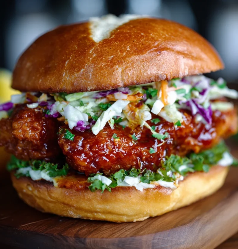 Crispy Honey Sriracha Chicken Burger