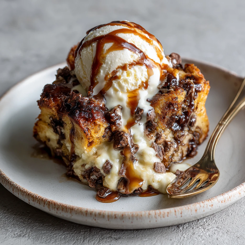 Decadent Gooey Chocolate Cream Cheese Bread Pudding