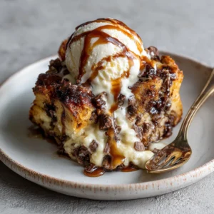 Decadent Gooey Chocolate Cream Cheese Bread Pudding