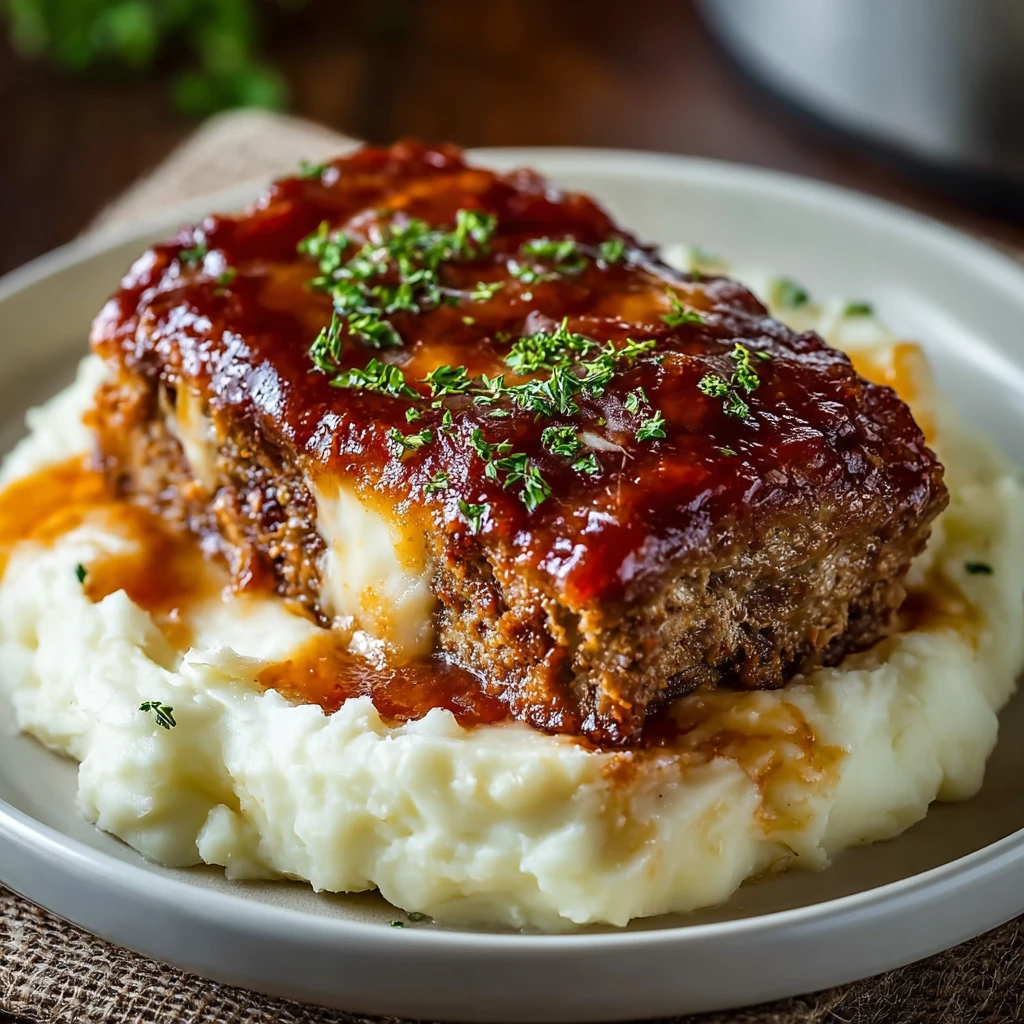 Decadent Meatloaf with Mashed Potatoes and Cheese Delight