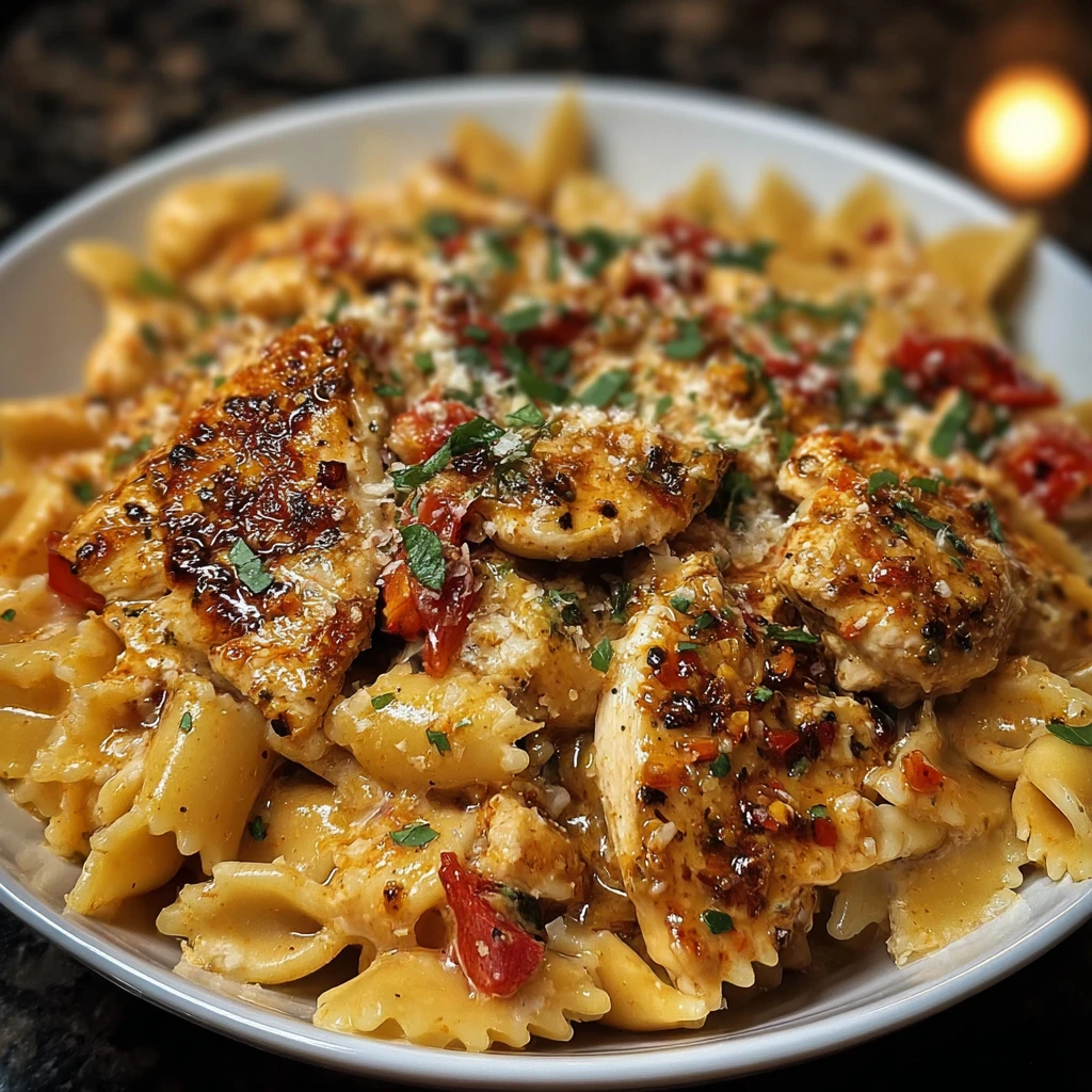 Delicious Parmesan Red Pepper Chicken Pasta