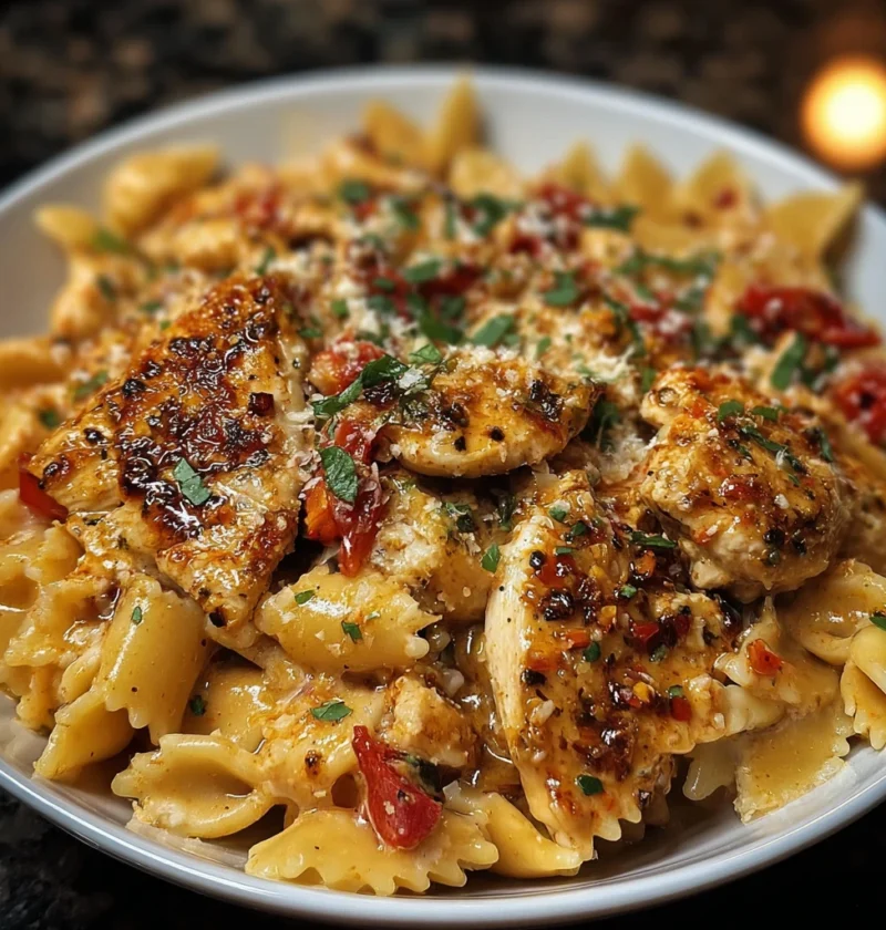Delicious Parmesan Red Pepper Chicken Pasta