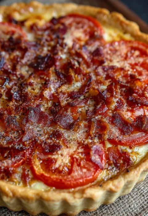 Homemade Bacon Onion Tomato Pie Rich Flavor