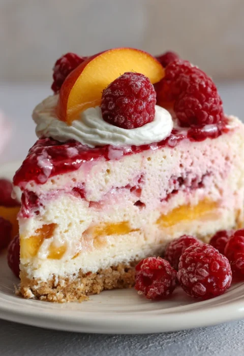 Raspberry Peach Cheesecake
