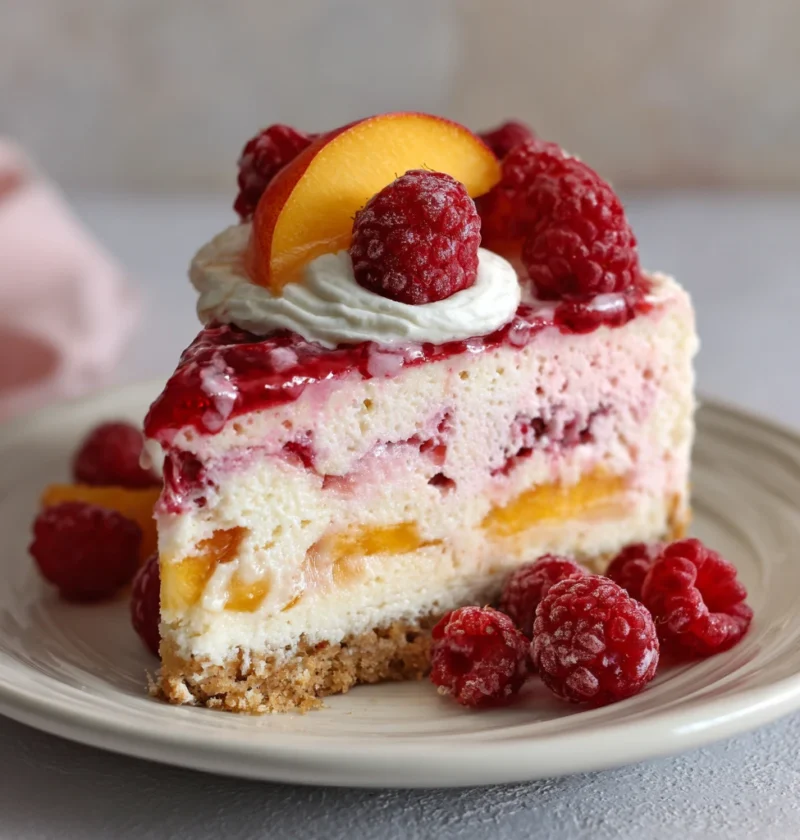 Raspberry Peach Cheesecake