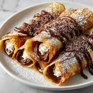 Elegant Chocolate-filled Rolled Crêpes