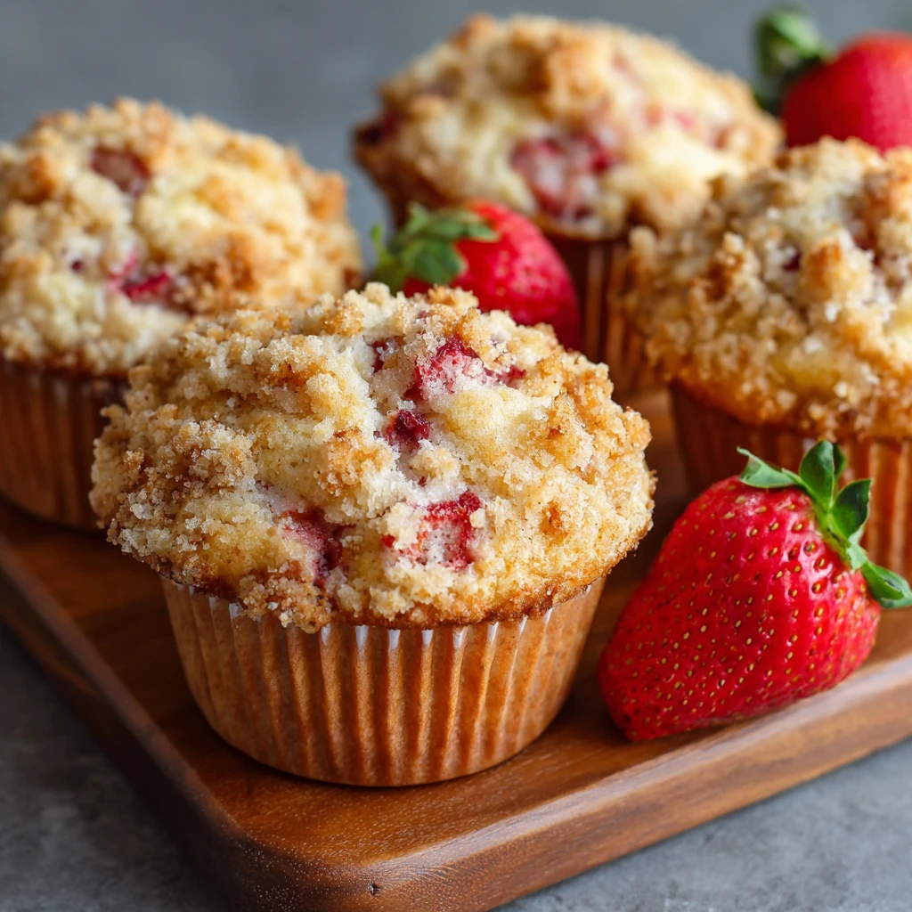 Fluffy Strawberry Crumb Muffins : Perfect for Breakfast or Snack