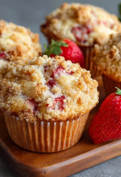 Fluffy Strawberry Crumb Muffins Perfect Breakfast Snack