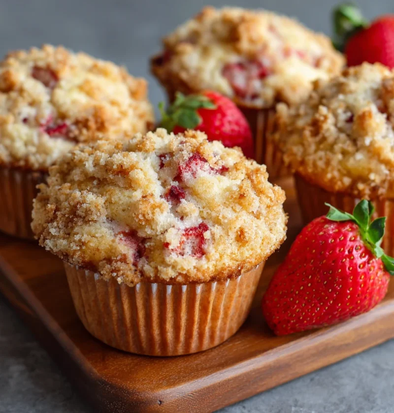 Fluffy Strawberry Crumb Muffins Perfect Breakfast Snack