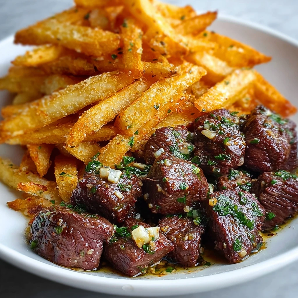 Garlic Butter Steak Bites with Crispy Fries