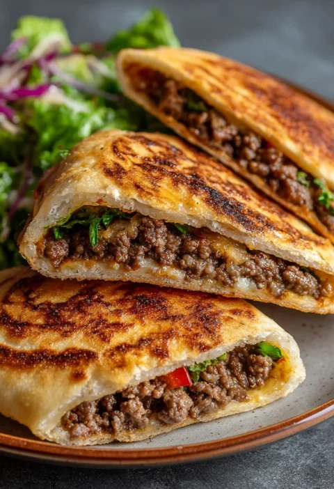 Golden Crispy Lebanese Arayes Juicy Beef Pita Perfection