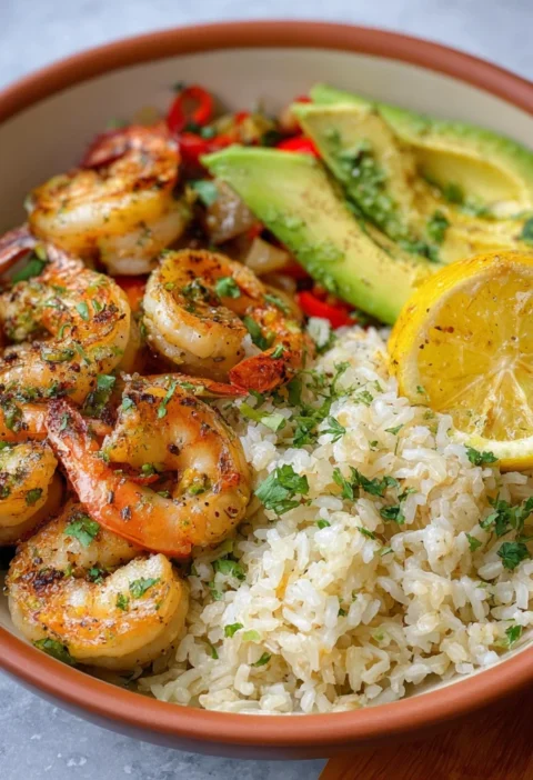Grilled Shrimp Rice Bowl Lemon