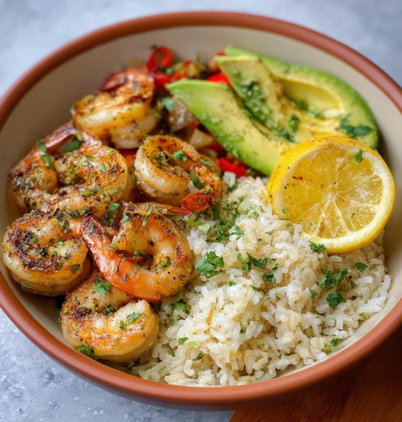 Grilled Shrimp Rice Bowl Lemon