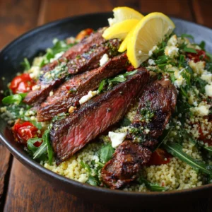 Grilled Skirt Steak with Lemon Herb Couscous Salad