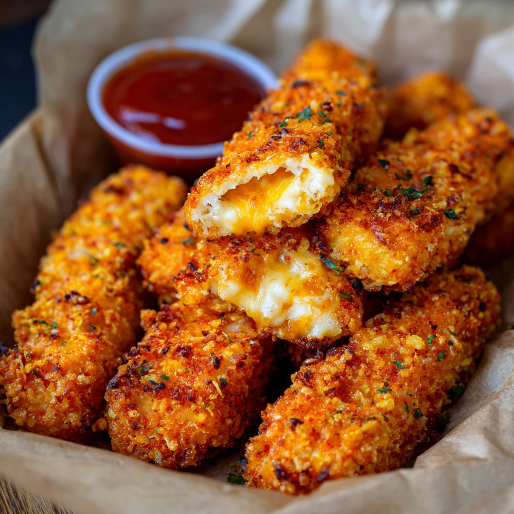 Hot Cheeto Mozzarella Sticks