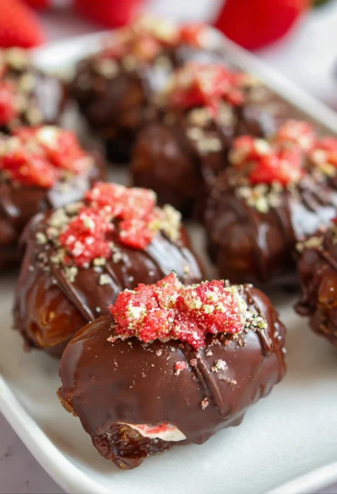 Make Vegan Strawberry Cream Stuffed Dates Dipped Chocolate