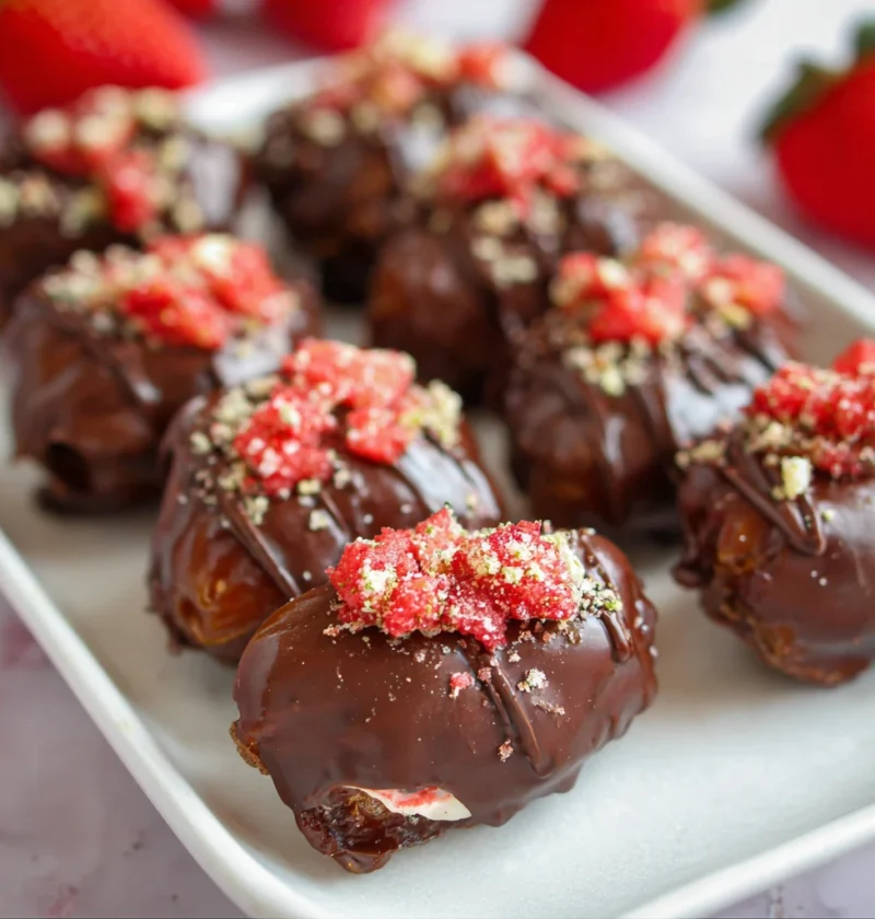 Make Vegan Strawberry Cream Stuffed Dates Dipped Chocolate