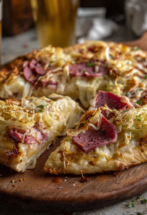 Irish Pizza Cabbage Corned Beef Cheddar