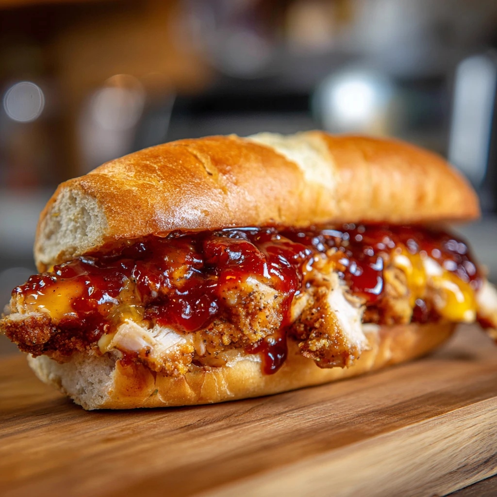 Juicy Chicken Chopped Sandwich Topped with Creamy Alabama BBQ Sauce