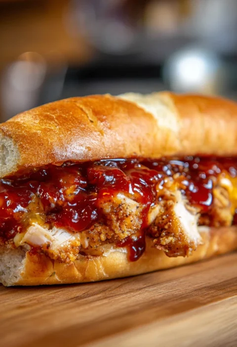 Juicy Chicken Chopped Sandwich Topped Creamy Alabama Bbq