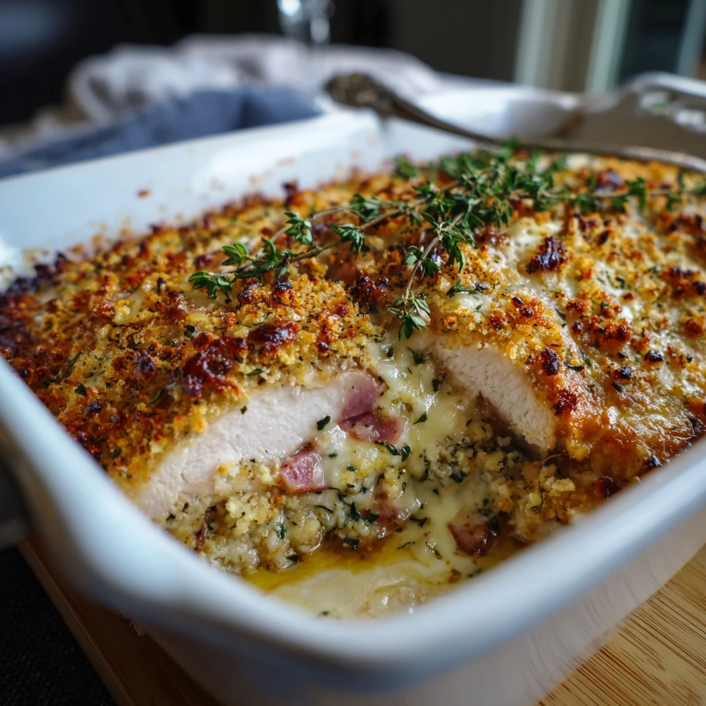 Keto Low Carb Chicken Cordon Bleu Casserole